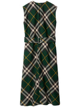 Burberry Nova Check Wool Midi Dress Green