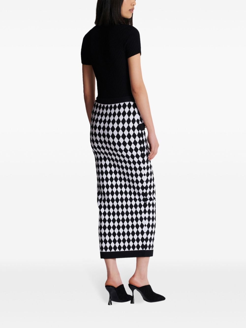 Balmain Diamond-Jacquard Knitted Midi Skirt Black black