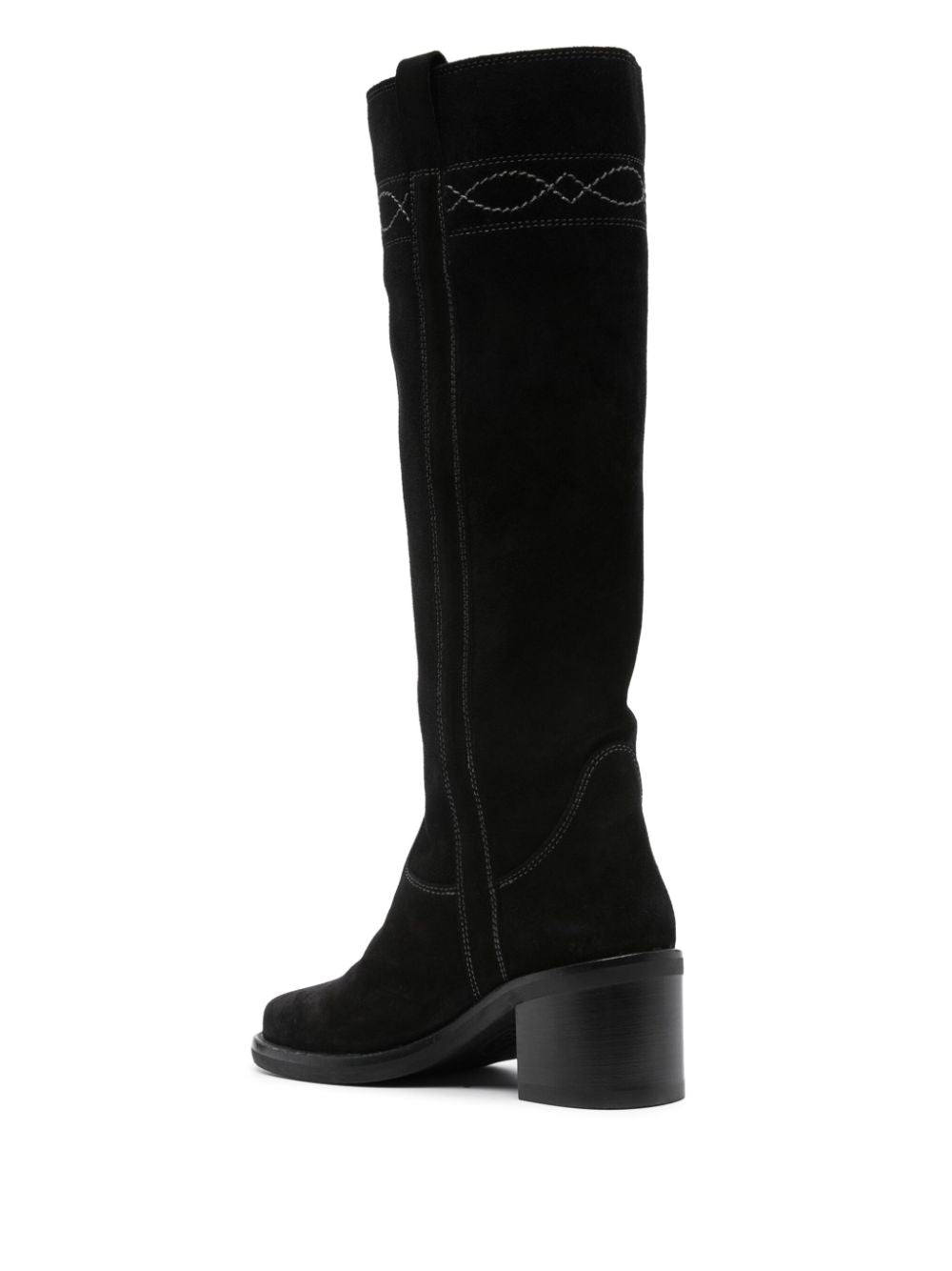Ash 65mm Black Calf Suede Knee Boots Black