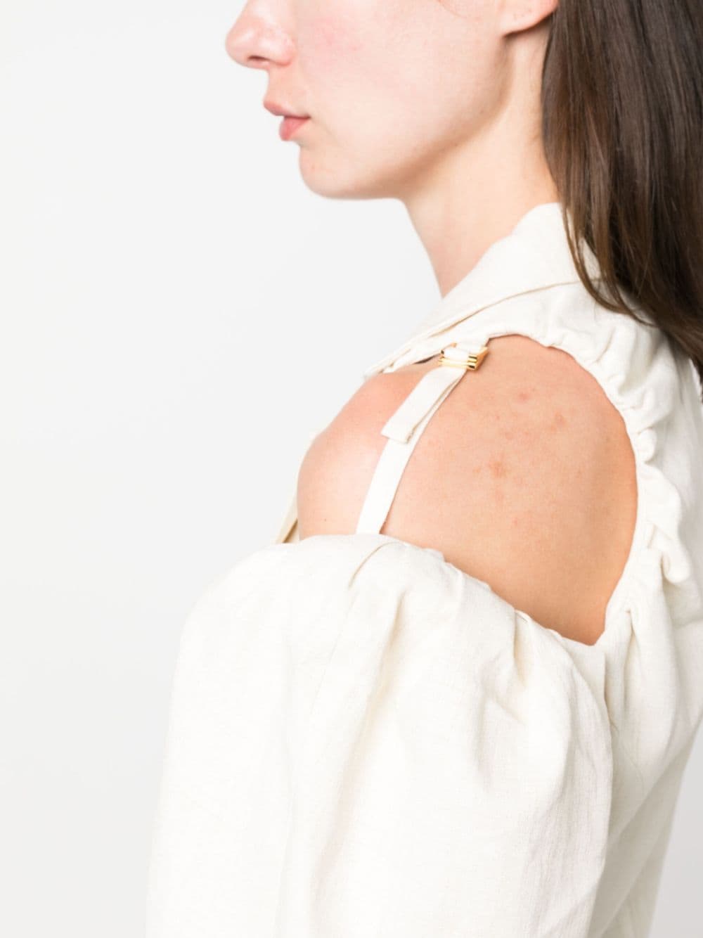 JACQUEMUS Galliga Asymmetric Linen-Blend Blazer White