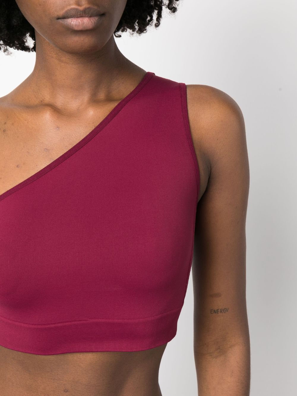 One-Shoulder Cropped Stretch Top Fuchsia