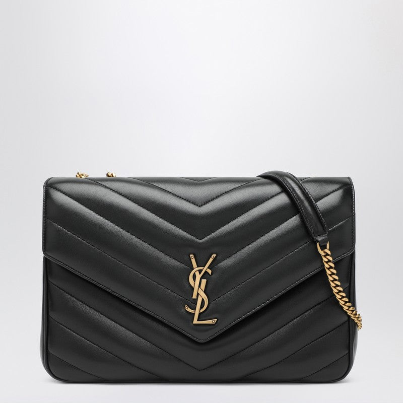 Saint Laurent LouLou Large Quilted Leather Shoulder Bag Black