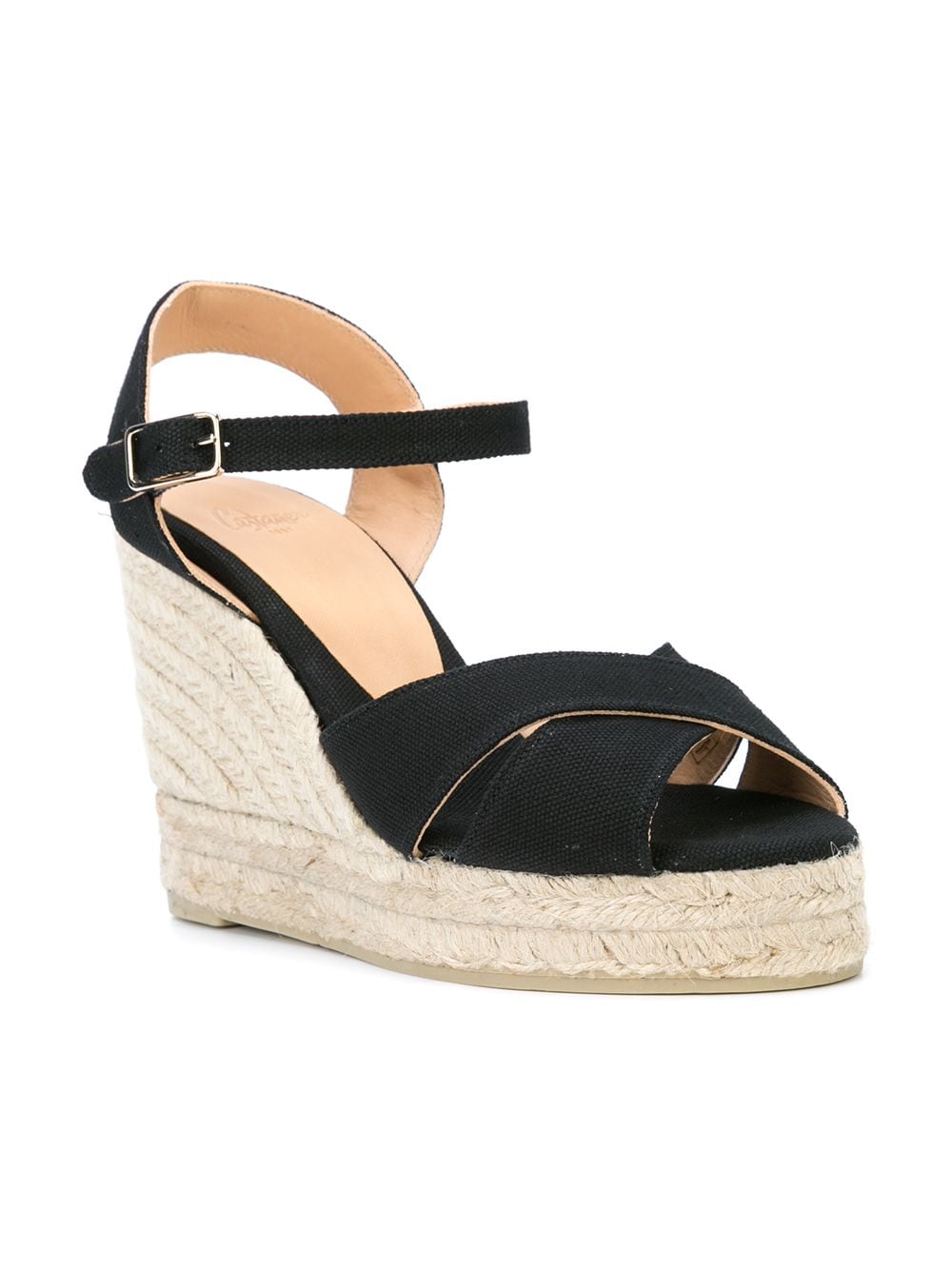 Castaner Blaudell Cotton Wedge Espadrille Sandals Black