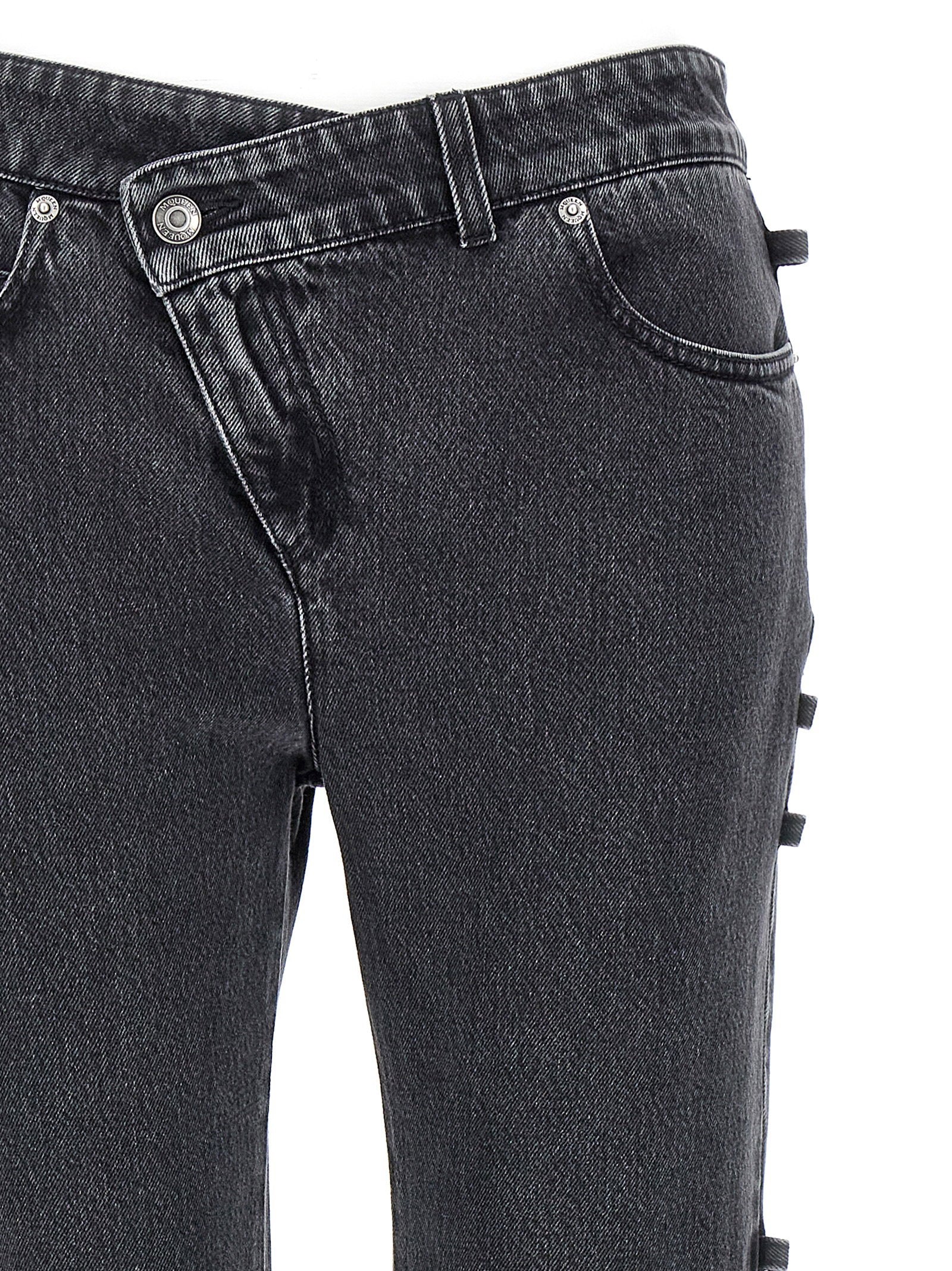 Alexander McQueen Jeans Asymmetric Closure Black
