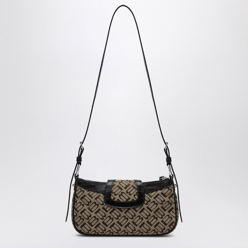 Balenciaga Essex Small Jacquard and Embossed Leather Shoulder Bag Multicolor
