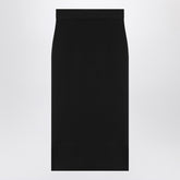 Saint Laurent Black Wool Ribbed High-Waist Pencil Midi Skirt Black