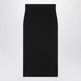 Saint Laurent Black Wool Ribbed High-Waist Pencil Midi Skirt Black