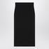 Saint Laurent Black Wool Ribbed High-Waist Pencil Midi Skirt Black