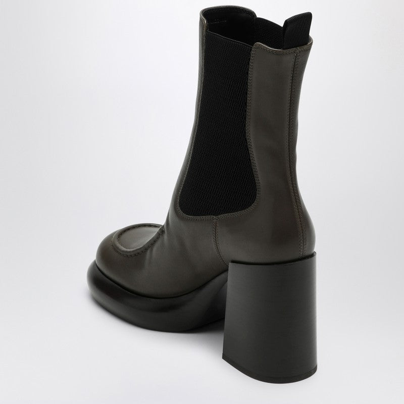 Burberry Chelsea wedge ankle boots in dark green leather brown