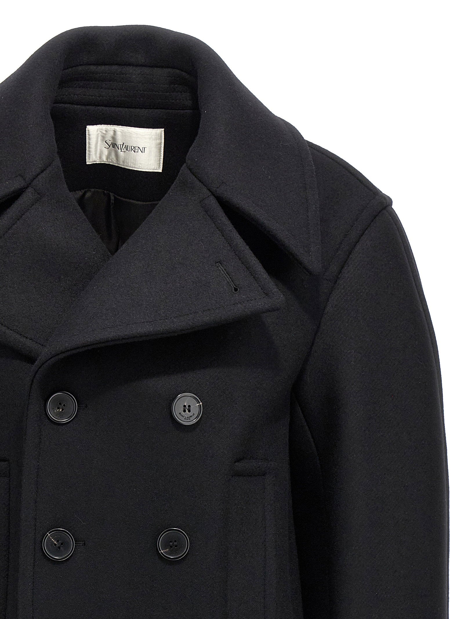 Saint Laurent Oversized Caban Coat Black