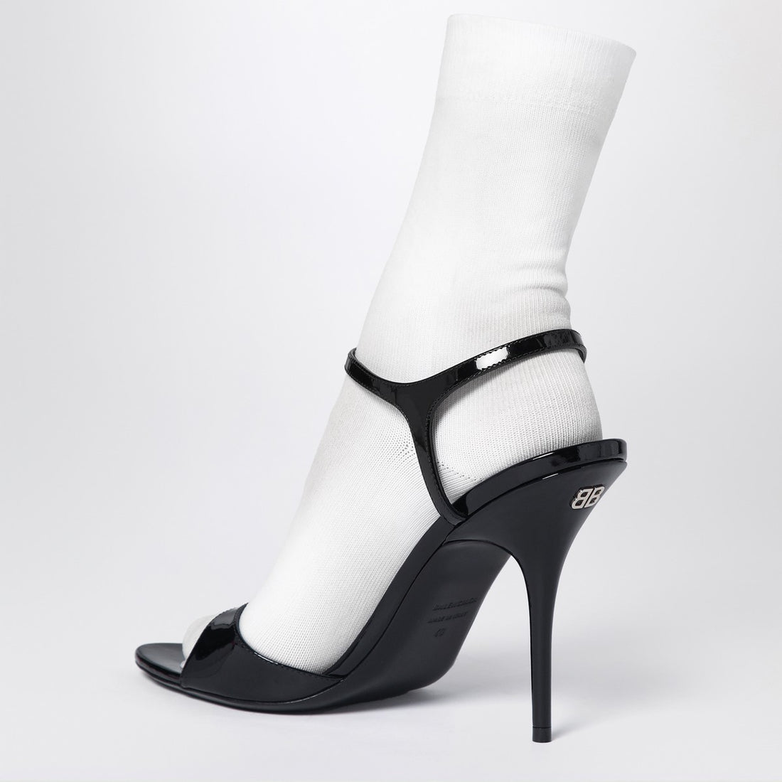 Balenciaga Avenue Sock Patent Leather and Mesh Black Sandals black