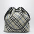 Burberry Medium Check Cotton-Twill Bucket Bag Green