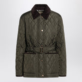 Burberry Dark Green Quilted Velvet-Collar Nylon Jacket Green