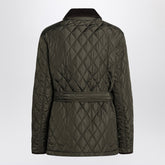 Burberry Dark Green Quilted Velvet-Collar Nylon Jacket Green