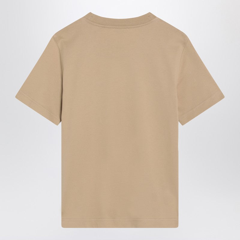Burberry Light Beige Slim-Fit Cotton T-Shirt with Equestrian Knight Embroidery Brown