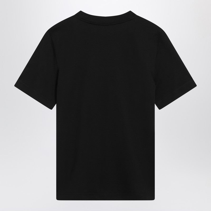 Burberry Black Cotton T-shirt with Equestrian Knight Embroidery Black