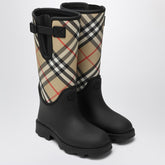 Burberry Tall Black Marsh Stamp Rubber Boots Black