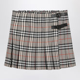 Burberry Grey Wool Kilt Skirt with Check Pattern Grey