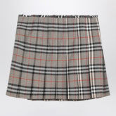 Burberry Grey Wool Kilt Skirt with Check Pattern Grey