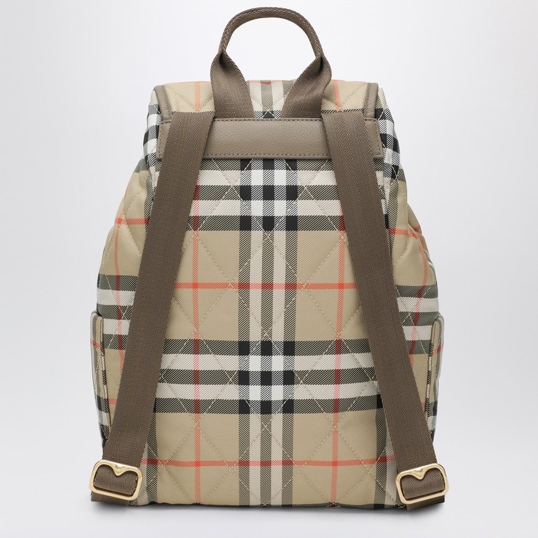 Burberry Check Quilted Nylon Horseshoe Backpack Beige