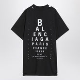 Balenciaga Optical Black Oversized Distressed Cotton T-Shirt Black