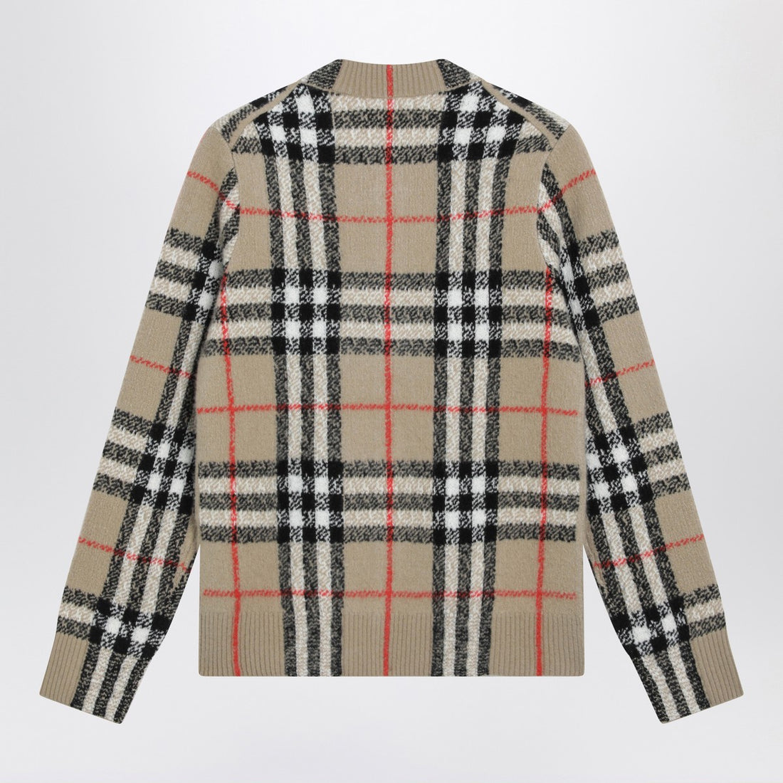 Burberry Check Cashmere and Wool Cardigan Beige
