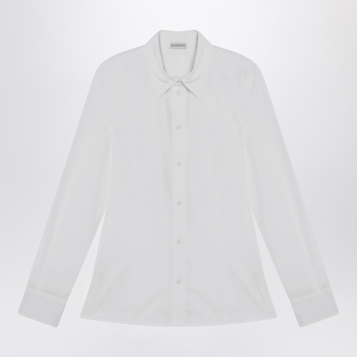 Burberry White Slim-Fit Cotton Shirt with Check Collar and Cuffs White