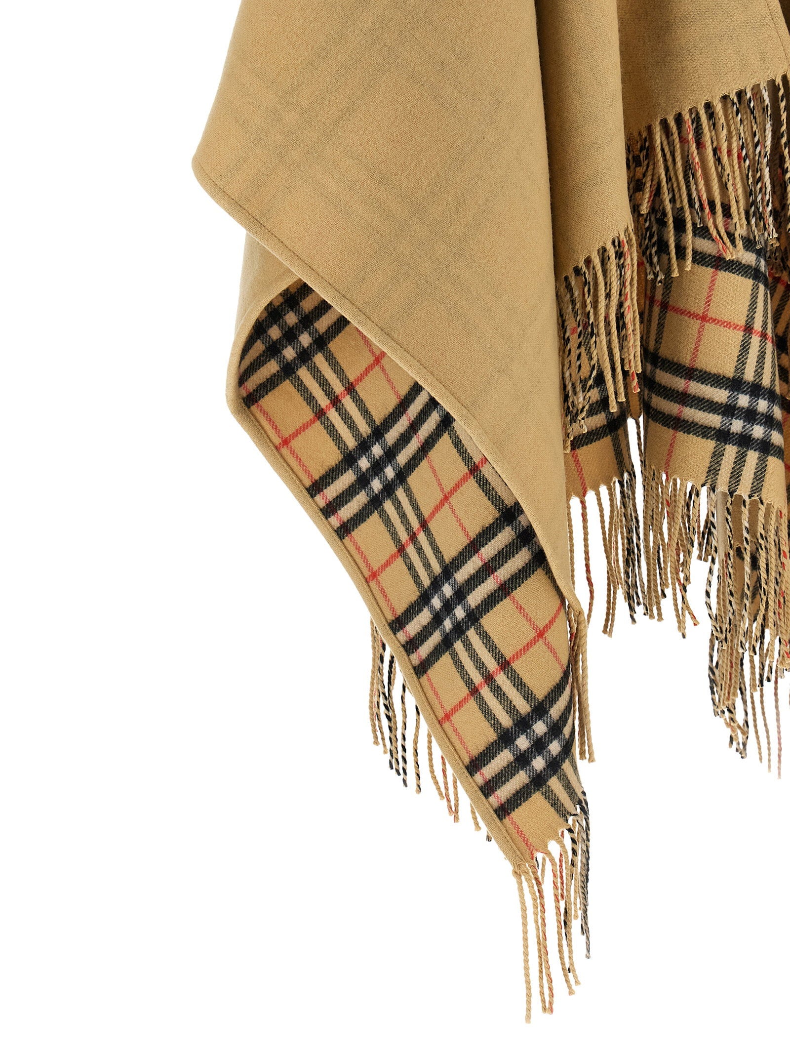 Burberry Check Wool Reversible Cape Beige