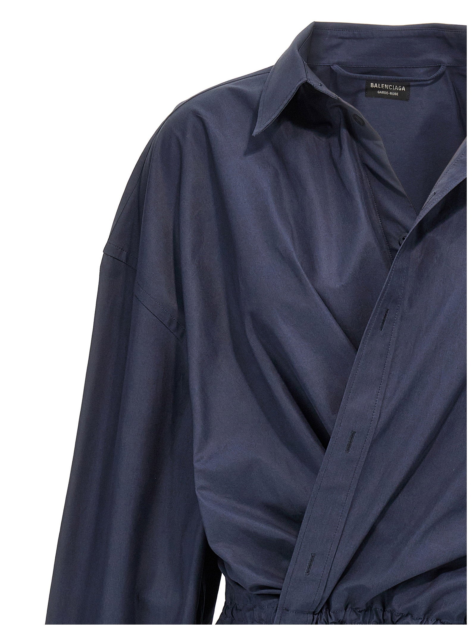 Balenciaga Stile Camicia Mini Dress Blue