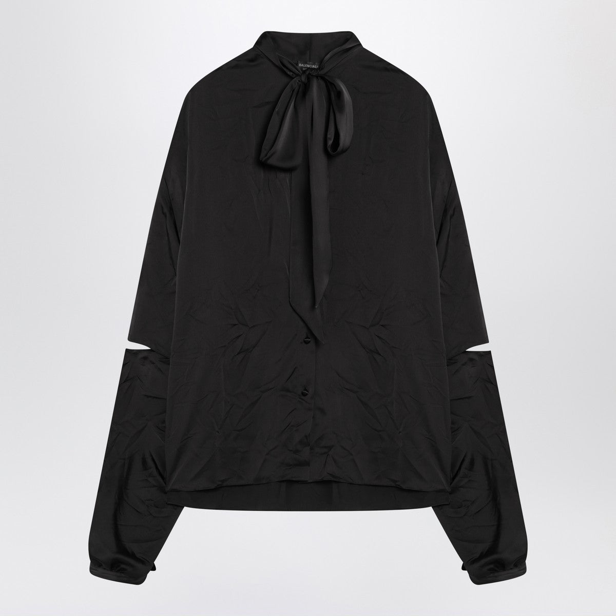 Balenciaga Satin Bow-Collar Blouse Black Black