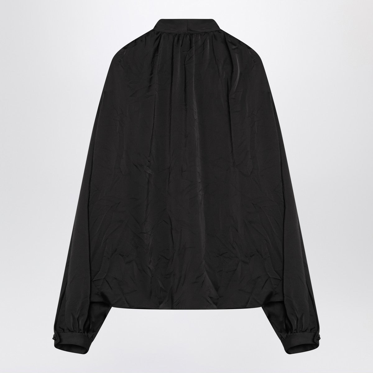 Balenciaga Satin Bow-Collar Blouse Black Black