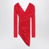 Balenciaga Draped Stretch-Jersey Mini Dress Red
