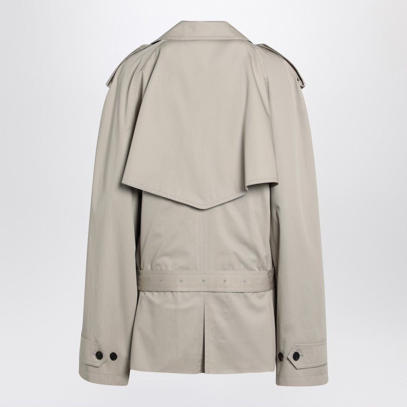 Balenciaga Beige Cropped Cotton-Twill Trench Coat Beige