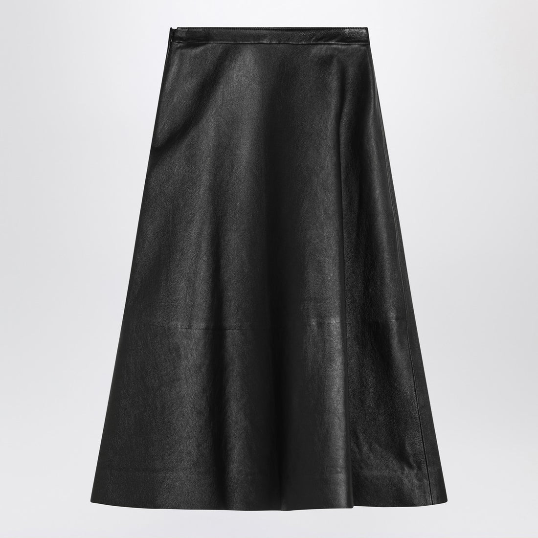 Balenciaga Black Flared Leather Skirt Black