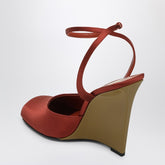 Saint Laurent Zeppe La Scandale Satin Wedge Sandals Brown