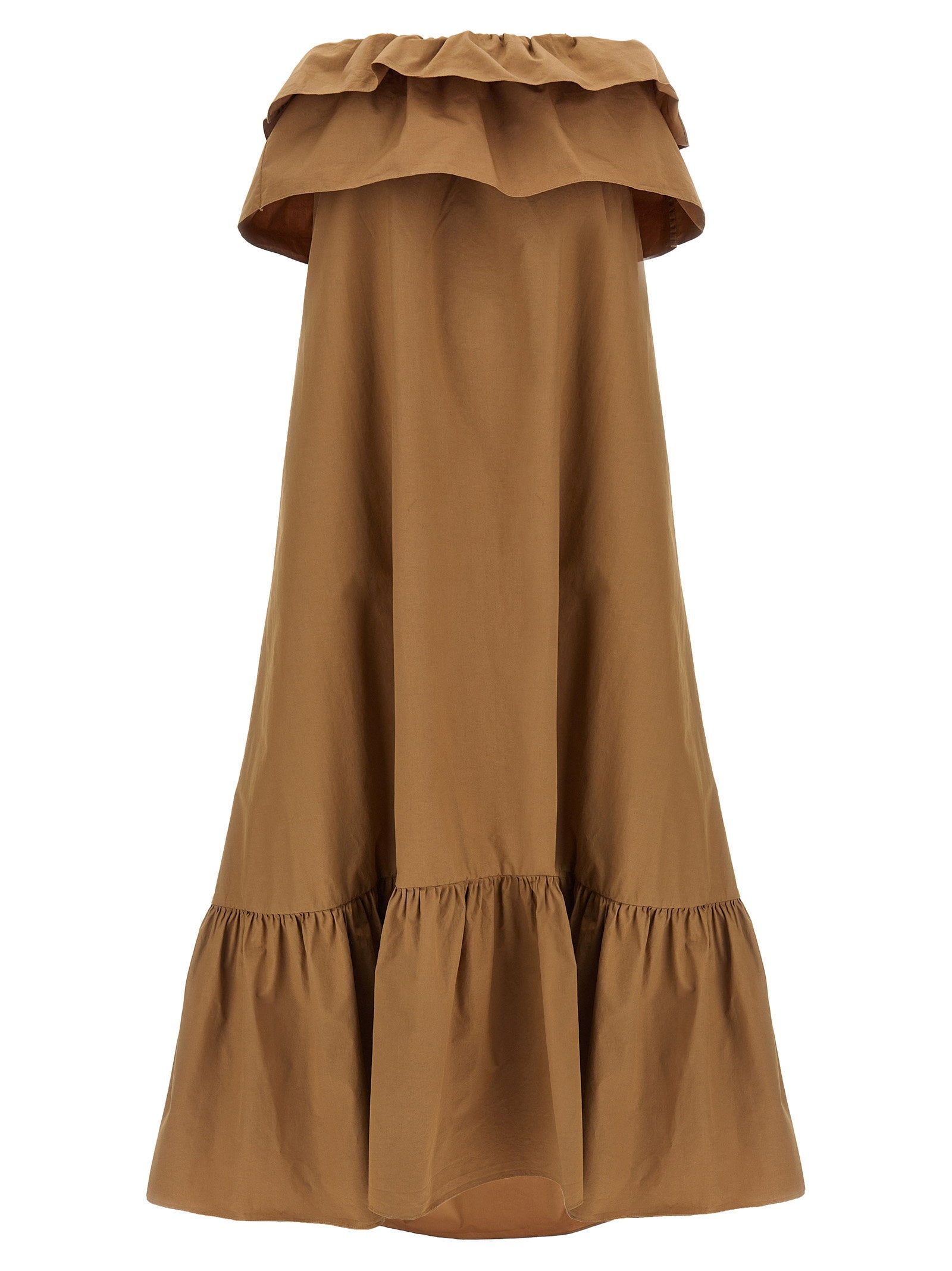 Saint Laurent Flounce Dress Brown