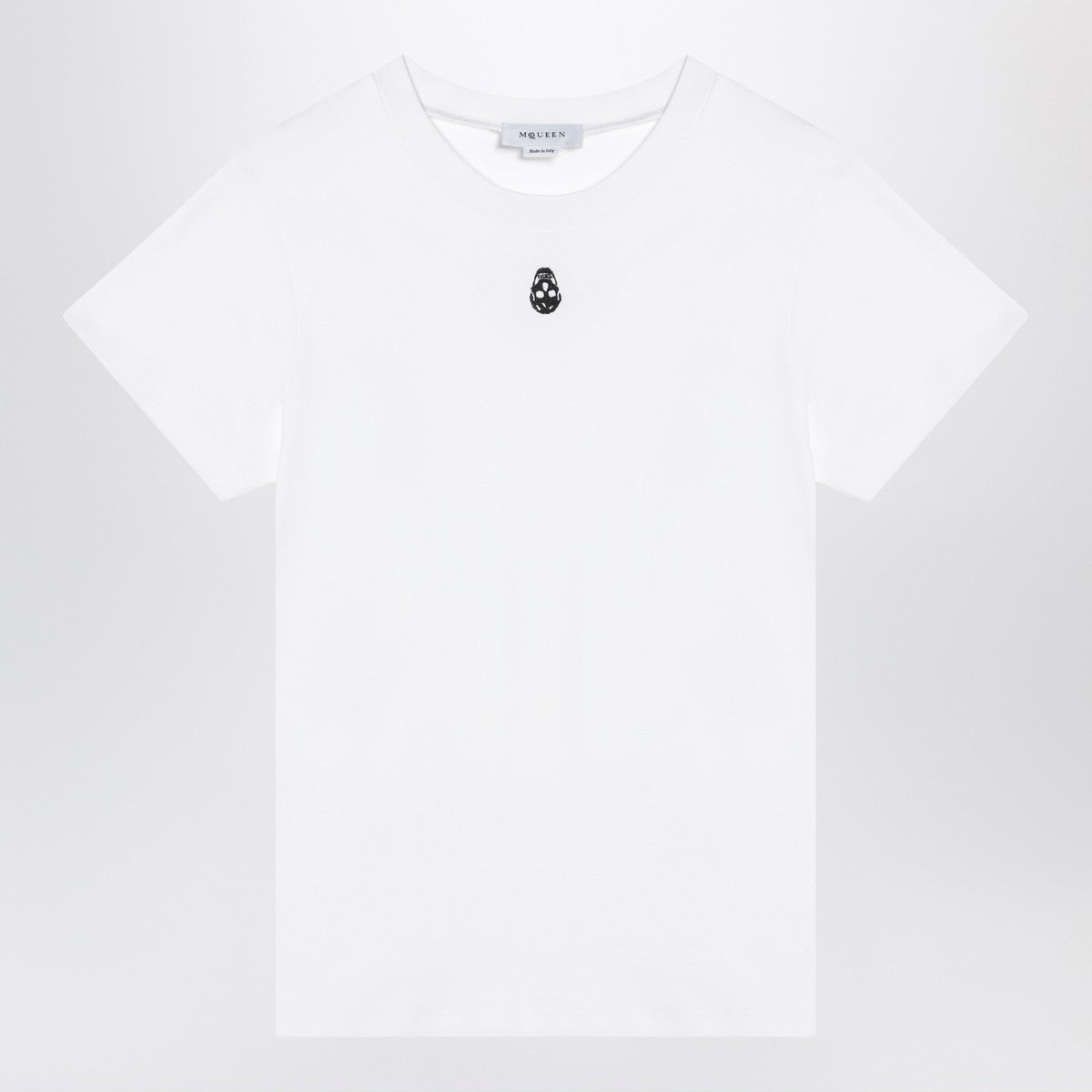 Alexander Mcqueen White Cotton T-shirt with Inverted Skull Embroidery White