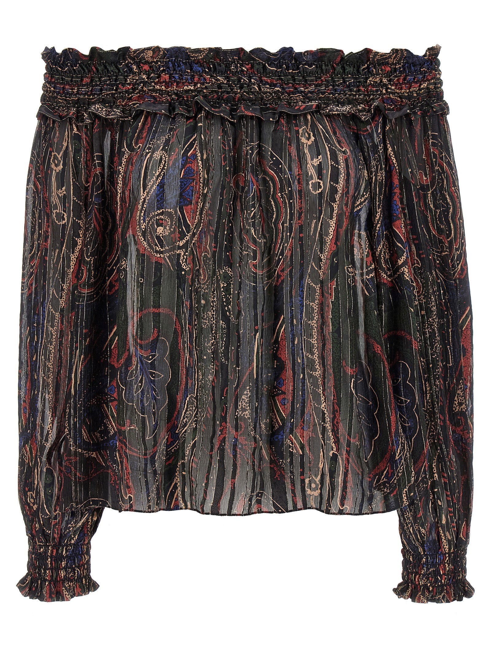 Saint Laurent Smock Stitch Blouse Multicolor