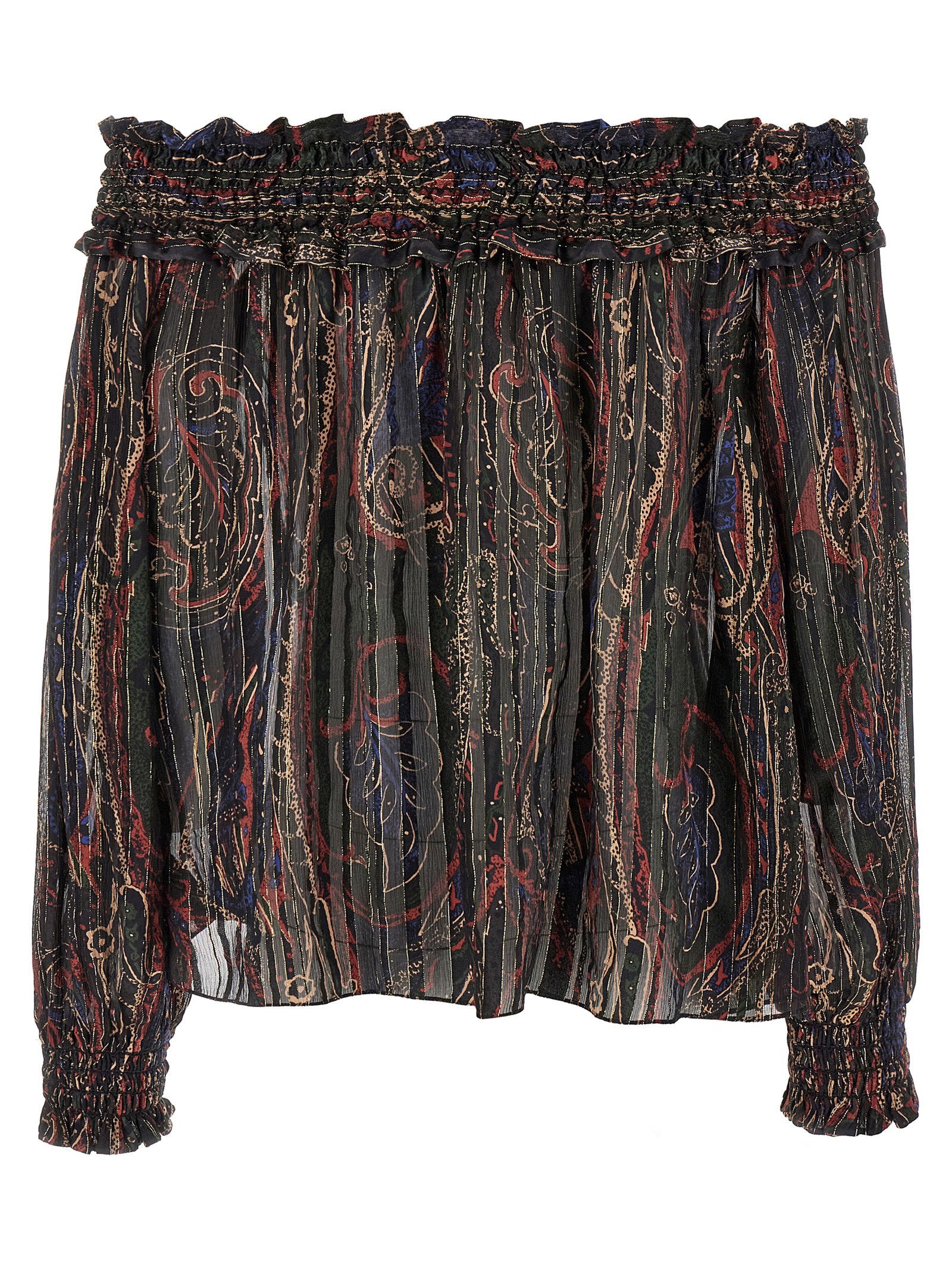 Saint Laurent Smock Stitch Blouse Multicolor