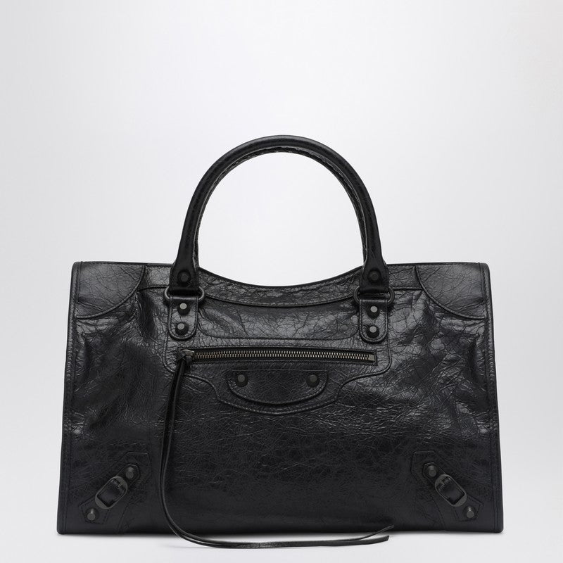Balenciaga Le City Medium Arena Leather Tote Bag Black