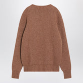 Saint Laurent Camel Alpaca-Wool Oversized Crew Neck Sweater Beige