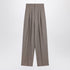 Saint Laurent Wide-Leg High-Waisted Wool Trousers Taupe Beige Beige