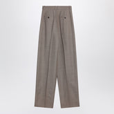 Saint Laurent Wide-Leg High-Waisted Wool Trousers Taupe Beige Beige