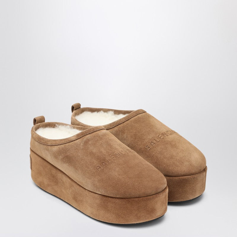Balenciaga Alaska Soft Platform Clogs in Brown Suede brown