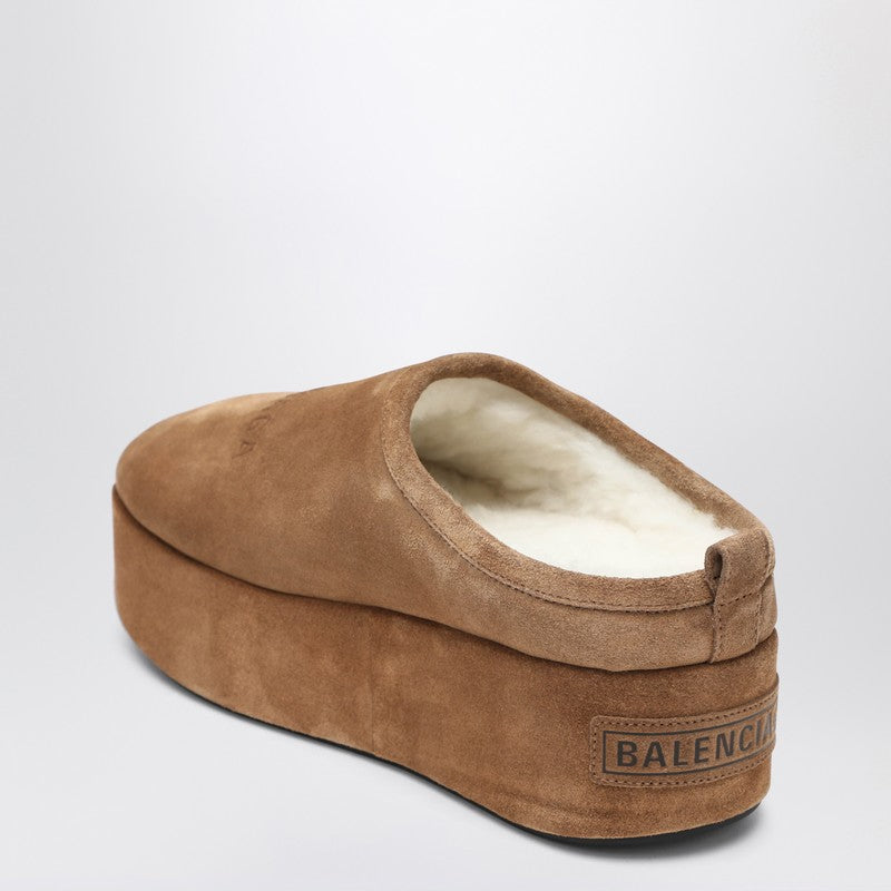 Balenciaga Alaska Soft Platform Clogs in Brown Suede brown