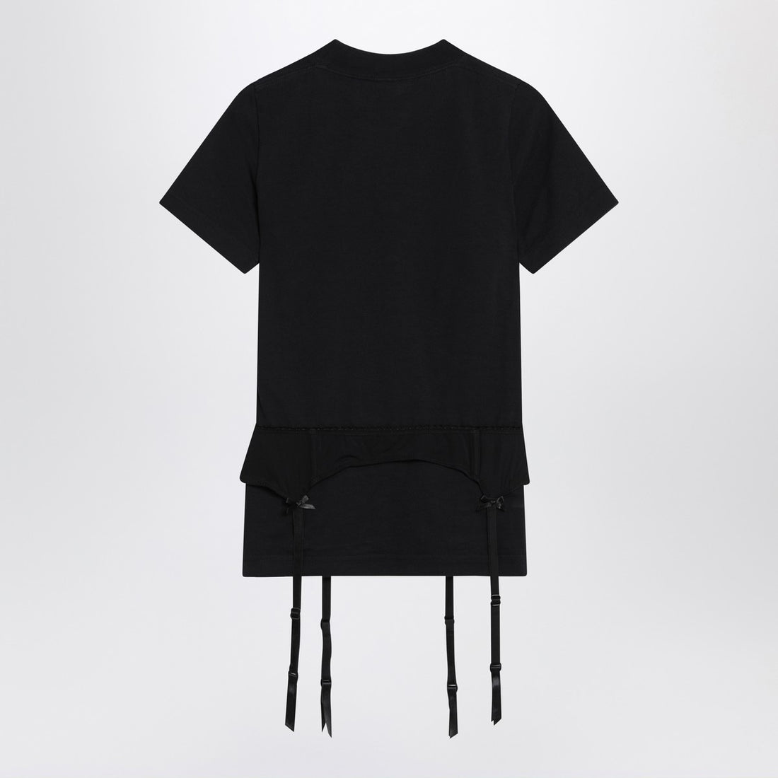 Balenciaga Black Stretch Jersey Lingerie-Detail Fitted T-Shirt Black
