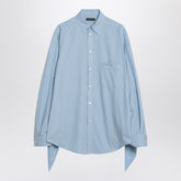 Balenciaga Light Blue Striped Shirt with Knotted Cuffs Blue
