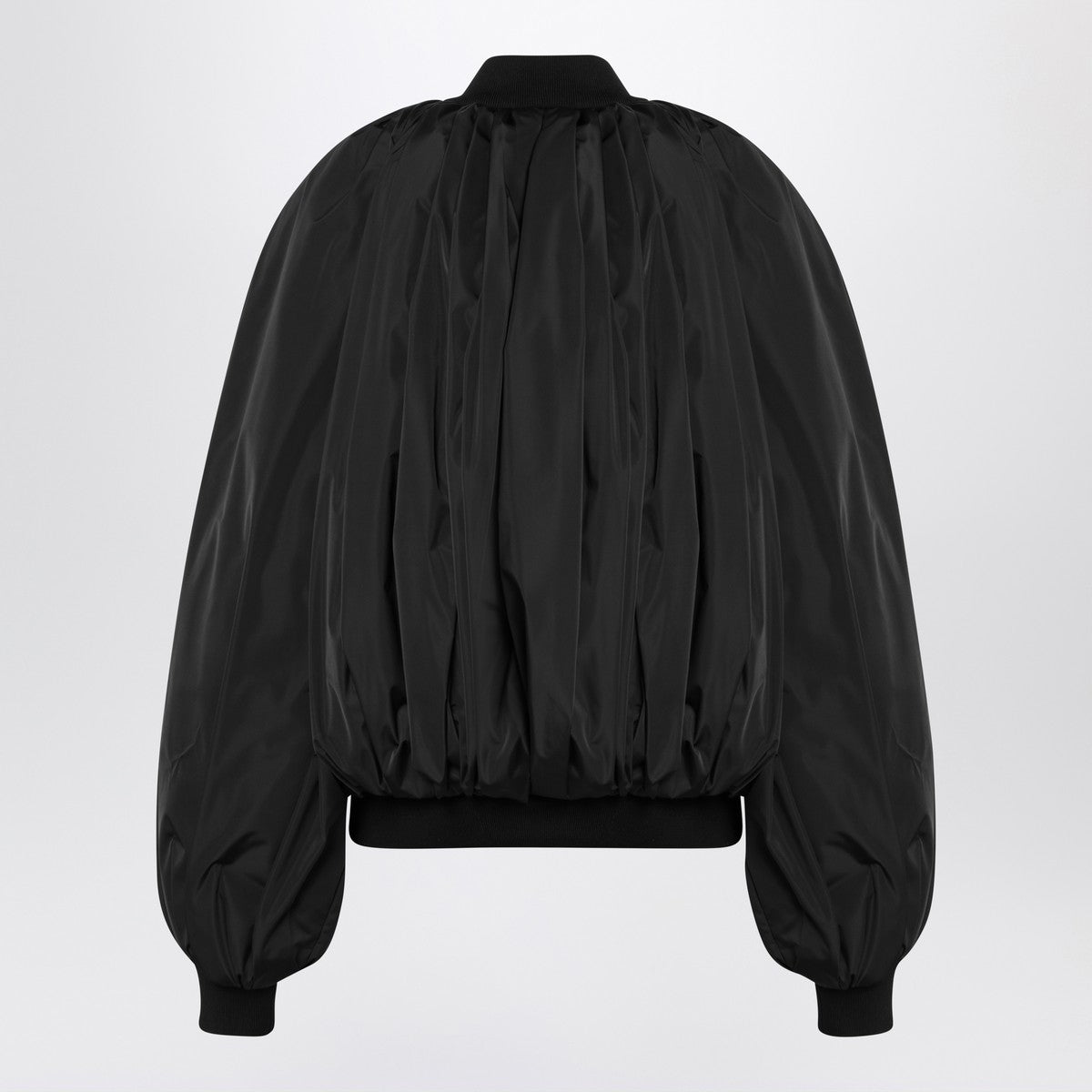 Balenciaga Draped Technical Micro-Faille Black Bomber Jacket Black