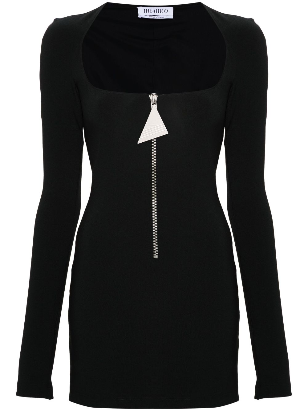 The Attico Black Scoop-Neck Mini Dress With Dart Detailing Black