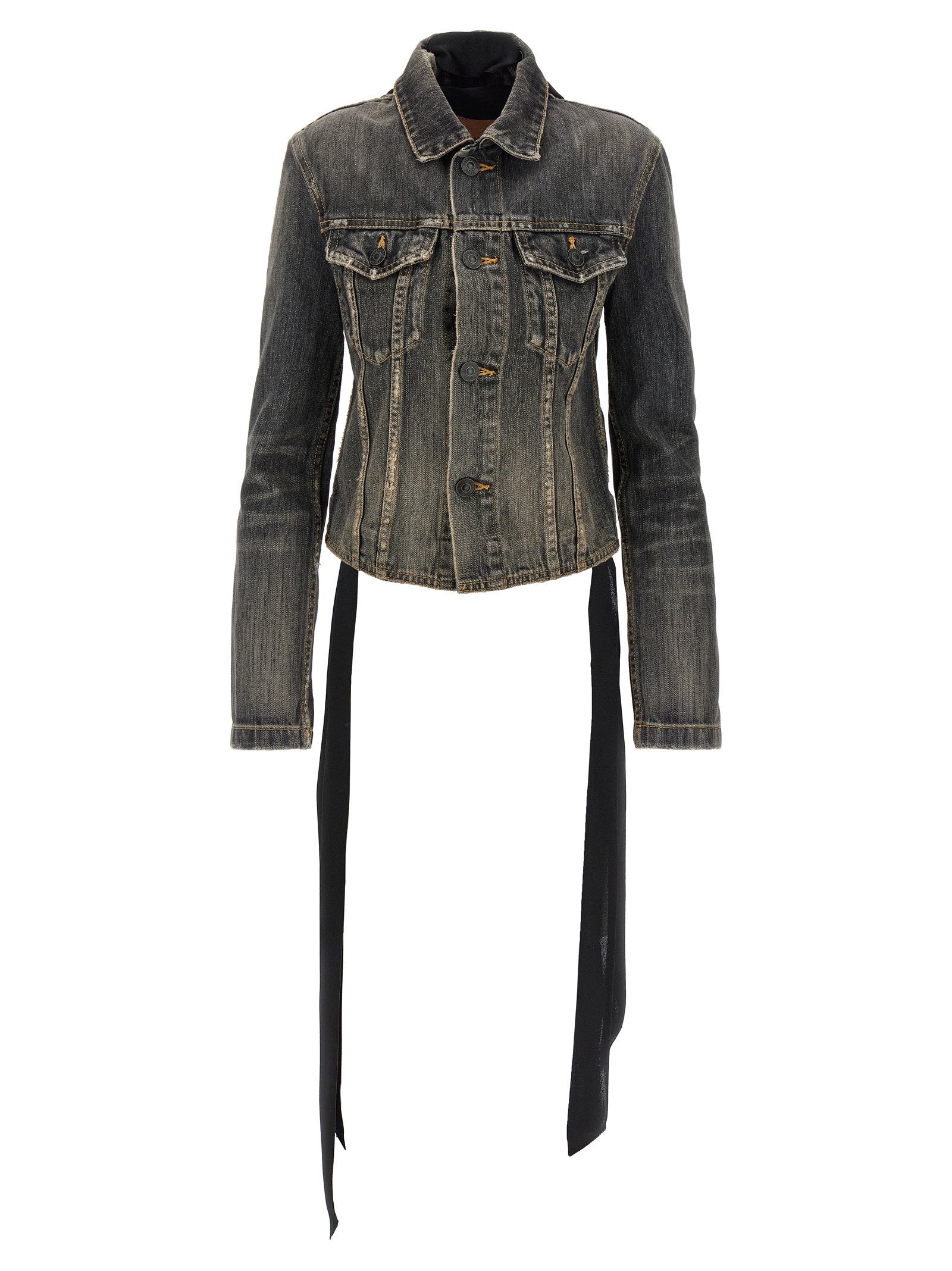 Balenciaga Lace Up Denim Jacket Gray